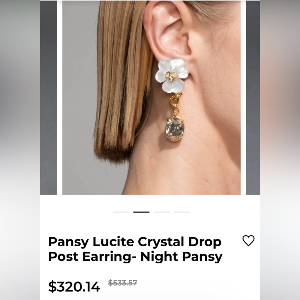 🎁AB-12-Alexis Bittar Pansy Lucite Crystal Drop Post Earring - White- best seller